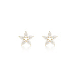 14K Solid Gold Pear Cut Lab Diamond Threadless Cartilage Flat Back Earring