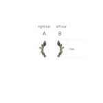 14K Solid Gold Marquise Moss Agate Stud Earring Threadless Flat Back Stud