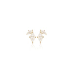 14K Solid Gold Marquise Lab Diamond Threadless Flat Back Cartilage Stud Earring