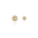 14K Solid Gold Floral Lab Diamond Threadless Cartilage Flat Back Stud Earring