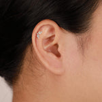 14K Solid Gold Lab-Grown Diamond Antler Cartilage Stud Earring, Threadless Push Pin Stud