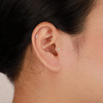14K Solid Gold Baguette Lab Diamond Push Pin Labret Stud 20G 18G 16G