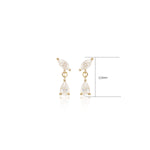 14K Solid Gold Lab Diamond Cartilage Dangle Earring Threadless Push Pin Flat Back Stud