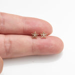 14K Solid Gold Lab Diamond Snowflake Helix Flat Back Earring 20G 18G 16G