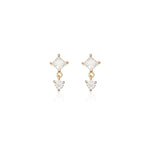 14K Solid Gold Princess Cut Lab Diamond Cartilage Dangle Flat Back Earring