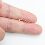 14K Solid Gold Crescent Threadless Cartilage Flat Back Stud Earring