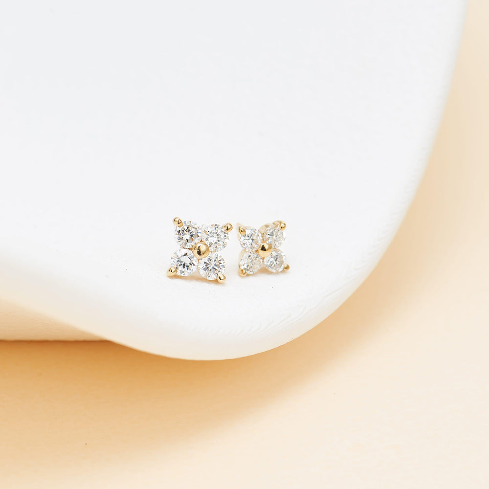 product angle view of 14K solid gold lab diamond for nose piercing nose stud nickel-free
