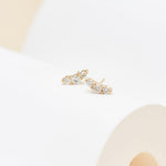 14K Solid Gold Lab Diamond Push Pin Labret Stud, Threadless Flat Back Earring