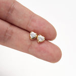 14K Solid Gold Heart Lab Diamond Stud, Threadless Flat Back Earrings for Cartilage, Conch, Earlobes