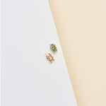 14K Solid Gold Marquise Moss Agate Leaf Cartilage Flat Back Stud Earring