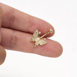 14K Gold Butterfly Belly Ring, Lab Diamond Navel Jewelry, 14G