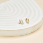 14K Solid Gold Pear Shaped Lab Diamond Threadless Flat Back Earring