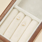14K Solid Gold Lab Diamond Floral Cartilage Flat Back Stud Earring