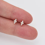 14K Gold Lab Diamond Push Pin Labret Stud, Flat Back Earring