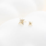 14K Solid Gold Starburst Earring, Threadless Push Pin Flat Back Stud