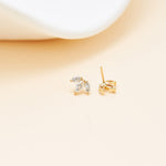 14K Solid Gold Marquise Lab Diamond Threadless Flat Back Earring