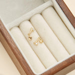 14K Solid Gold Lab Diamond Dangle Star Threadless Flat Back Earring