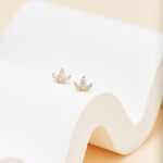 14K Solid Gold Marquise Lab Diamond Threadless Flat Back Earring
