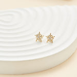 14K Solid Gold Lab Diamond Snowflake Helix Flat Back Earring 20G 18G 16G