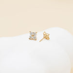 3.5mm/4mm 14K Solid Gold Flower Cartilage Stud Earrings, Threadless Push Pin Labret Stud