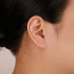 14K Solid Gold Lab Diamond Fan Threadless Flat Back Stud: Cartilage, Conch, Helix  Piercing