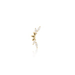 14K Solid Gold Marquise Lab Diamond Curved Helix Flat Back Earring