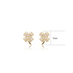 14K Solid Gold Lab Diamond Clover Cartilage Earring: Threadless Flat Back Stud
