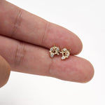 14K Solid Gold Lab Diamond Clover Cartilage Flat Back Stud Earring