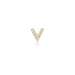 14K Solid Gold V-Shaped Lab Diamond Flat Back Earring