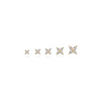14K Solid Gold Lab Diamond Flower Cartilage Flat Back Stud Earring