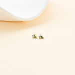 14K Solid Gold Kite Moss Agate  Cartilage Threadless Flat Back Stud Earring