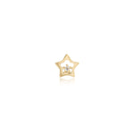 14K Solid Gold Lab Diamond Star Cartilage Flat Back Earring