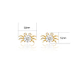 14K Solid Gold Lab Diamond Crab Threadless Flat Back Stud Earring