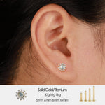 14K White Gold Moonstone Threadless Cartilage Flat Back Stud Earring