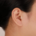 14K Solid Gold Lab Diamond Threadless Stud Earring