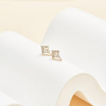 Kite Cut Moissanite Cartilage Flat Back Stud Earrings 14K Solid Gold