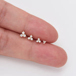 14K Solid Gold Lab Diamond Trinity Threadless Cartilage Flat Back Stud Earring