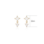 14K Solid Gold Princess Cut Lab Diamond Cartilage Dangle Flat Back Earring