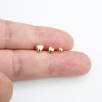 14K Solid Gold Heart Threadless Push Pin Flat Back Labret Stud 20G/18G/16G