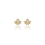 Pear Cut Lab Grown Diamond Flat Back Stud Earrings in 14K Solid Gold