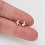 14K Solid Gold Lab Diamond Cartilage Stud Earrings: 20G/18G/16G Threadless Push Pin