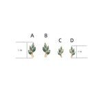 14K Solid Gold Moss Agate Marquise Leaf Threadless Cartilage Flat Back Earring
