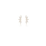 14K Solid Gold Marquise Lab Diamond Helix Stud Threadless Flat Back Earring