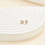 14K Solid Gold Baguette Lab Diamond Small Tragus Flat Back Stud