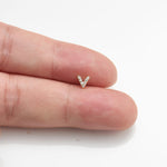 14K Solid Gold V-Shaped Lab Diamond Flat Back Earring