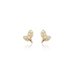 14K Solid Gold Leaf Lab Diamond Push pin Labret: Threadless Flat Back Stud Earring