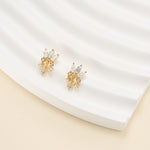 14K Solid Gold Lab Diamond Lotus Dangle Threadless Cartilage Flat Back Earring