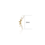 14K Solid Gold Marquise Lab Diamond Curved Helix Flat Back Earring