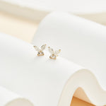 14K Solid Gold Lab Diamond Butterfly Conch Flat Back Stud Earring