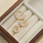 14K Solid Gold Baguette Lab Diamond Daith Clicker Hoop Earring Hinged Septum Ring 18G/16G